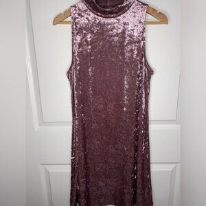 Mudd Crushed Velvet Dusty Pink Turtleneck Mini Dress – Size XL – Winter Ready
